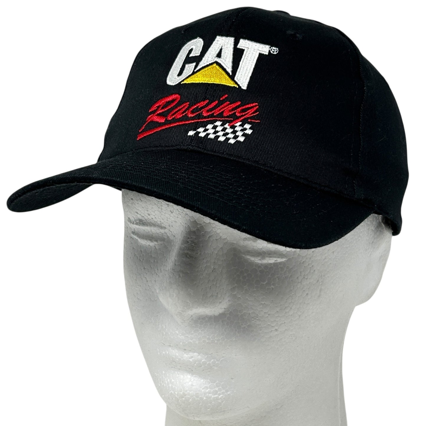 Vintage 90s CAT Racing NASCAR Hat Cap Caterpillar Auto Racing Snapback Black
