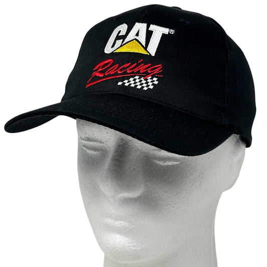Vintage 90s CAT Racing NASCAR Hat Cap Caterpillar Auto Racing Snapback Black