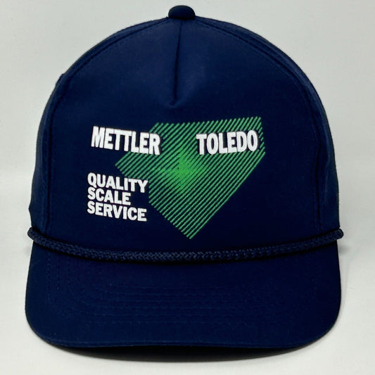 Vintage 90s Mettler Toledo Scales Hat Cap Logo Rope Roping Corded Snapback Blue - Neon Vintage