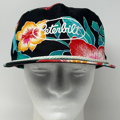 Vintage Peterbilt Trucks Trucker Floral Hawaiian Rope Snapback Baseball Hat Cap