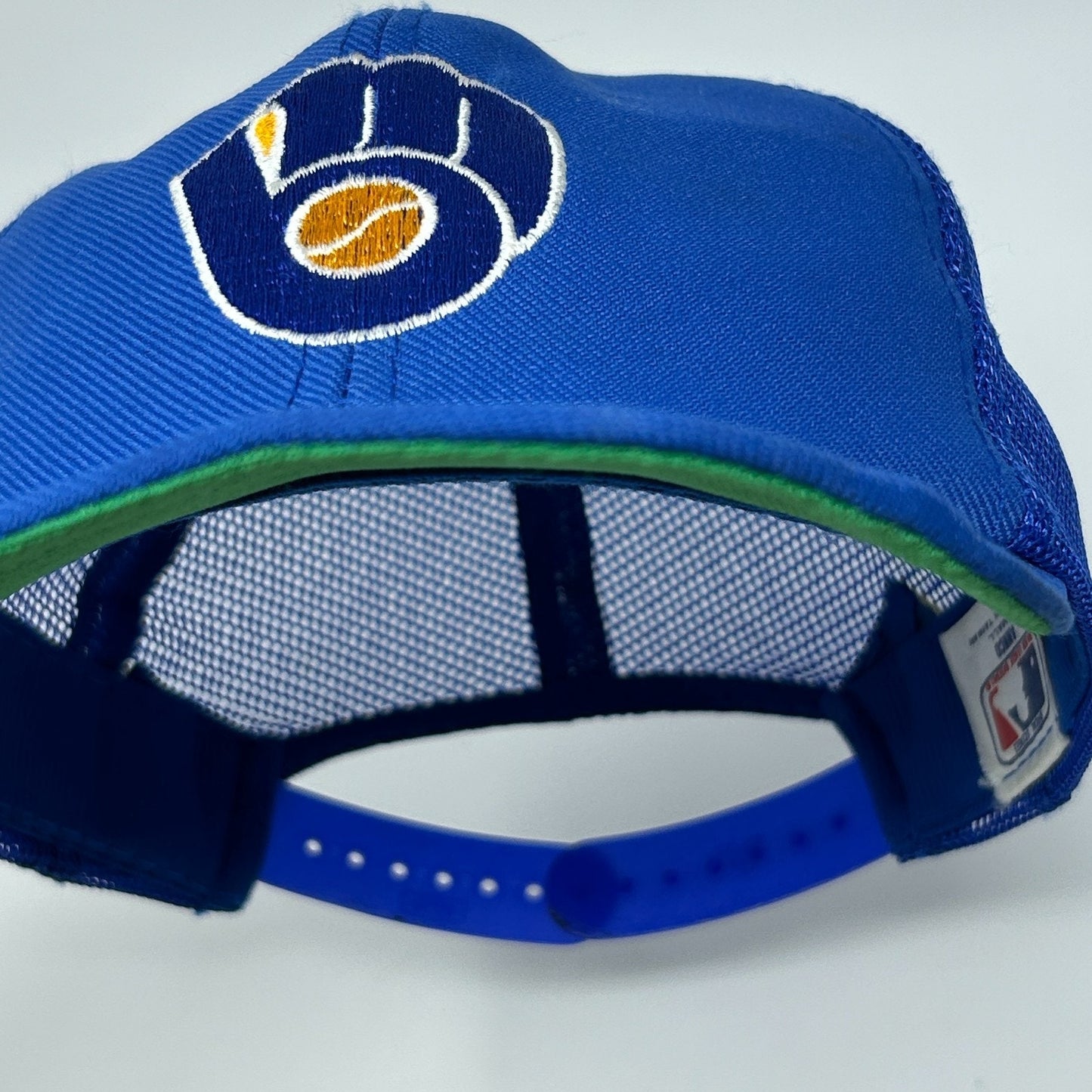 Vintage 80s Milwaukee Brewers Youth Trucker Hat Baseball Cap MLB Snapback Blue