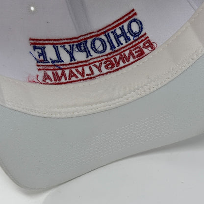Vintage 90s Ohiopyle Pennsylvania Hat Baseball Cap 3 Bar Line Snapback White