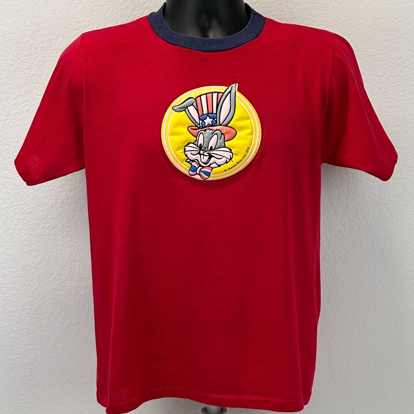 Vintage 70s Bugs Bunny USA T Shirt Patriotic Independence Day Red Tee M Medium