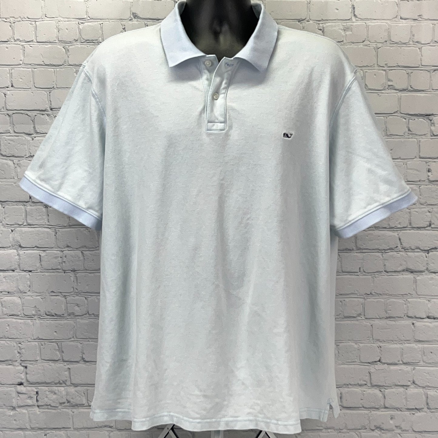 Vineyard Vines Polo Shirt Mens XXL 2XL Blue Short Sleeve Pique Knit Whale Logo