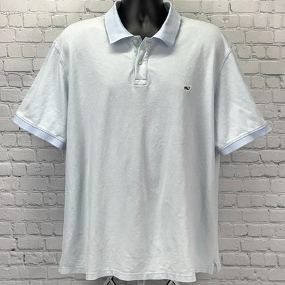 Vineyard Vines Polo Shirt Mens XXL 2XL Blue Short Sleeve Pique Knit Whale Logo