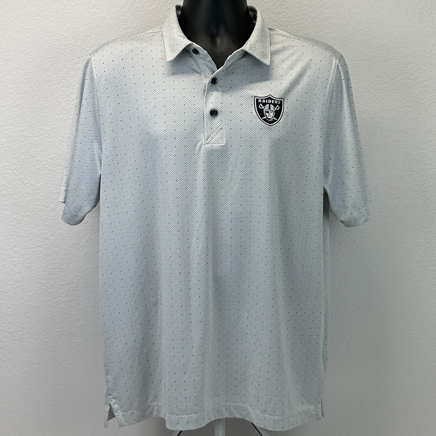 Las Vegas Raiders Polo Shirt White NFL Short Sleeve Cutter & Buck Mens L Large
