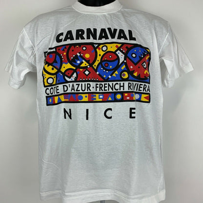 Nice Carnaval French Riviera Vintage 90s T Shirt Medium Carnival Mens White