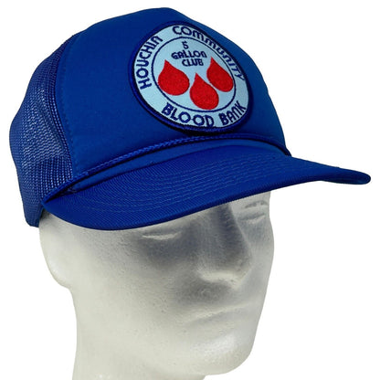 Gorra de béisbol estilo camionero con diseño vintage del banco de sangre de la comunidad Houchin, color azul