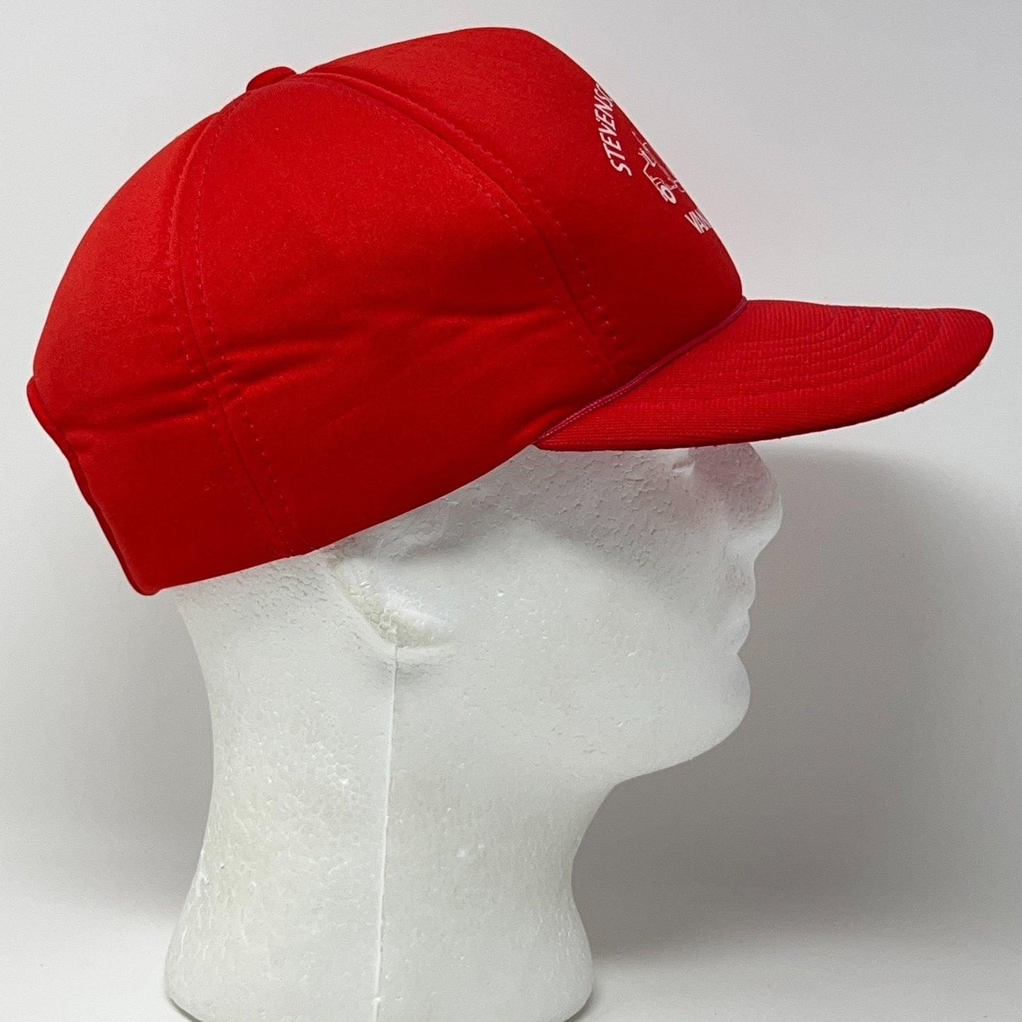 Vintage 80s Stevenson Trucking Trucker Hat Baseball Cap Vandalia MO Snapback Red