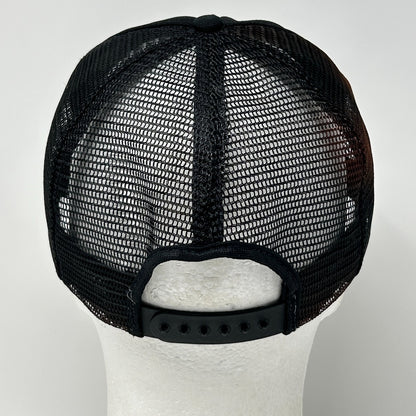 Vintage 80s KVAL Patch Trucker Hat Baseball Cap Made In USA Mesh Snapback Black