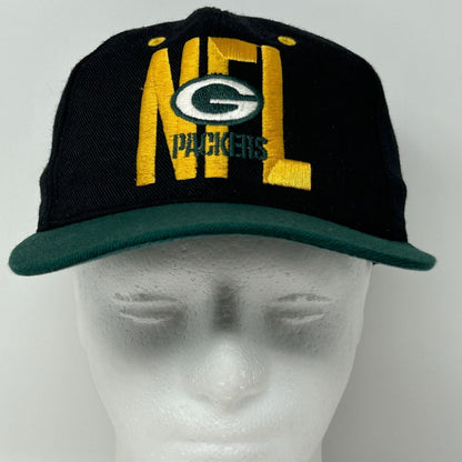 Vintage Green Bay Packers Baseball Hat Cap Black 90s Snapback NFL Pro Player