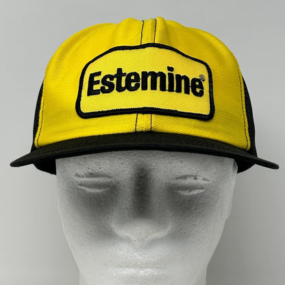 Vintage 80s Estemine Herbicide Trucker Hat Baseball Cap Farmer Snapback Yellow