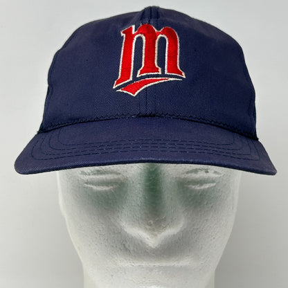Vintage Minnesota Twins Youth Trucker Hat Baseball Cap Blue Mesh Snapback Kids