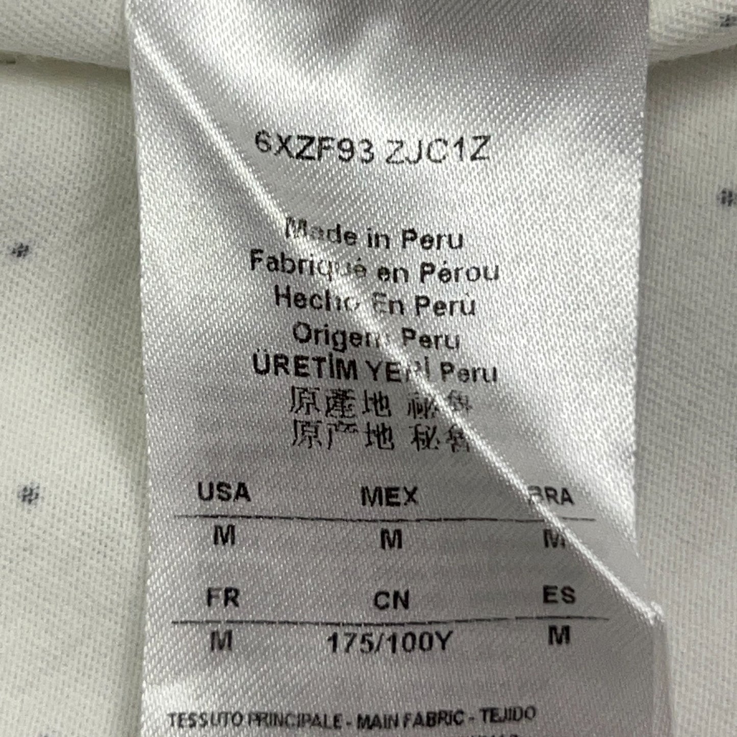 Armani Exchange Polo Shirt AX Spotted Polka Dot Pocket White Mens M Medium