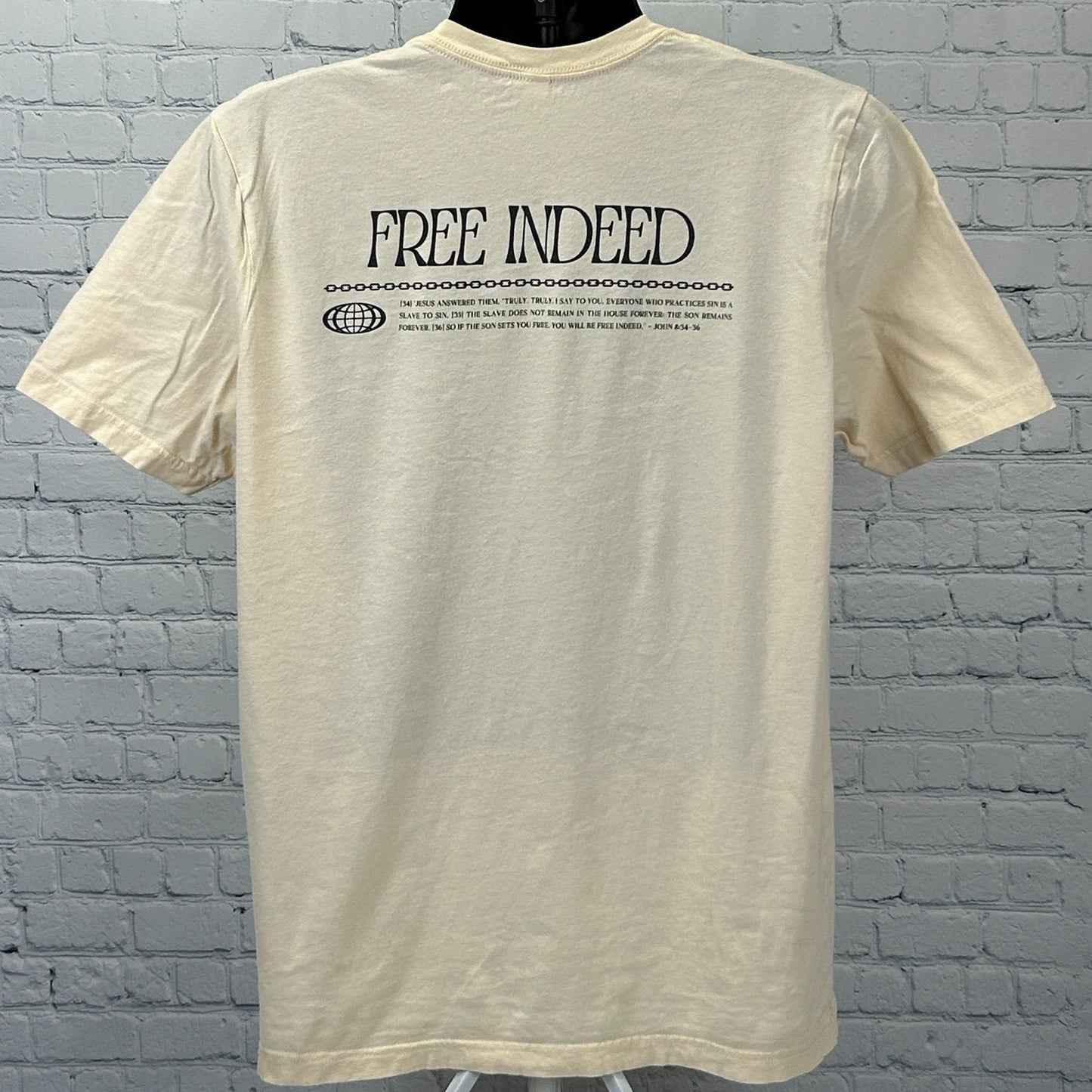 RISE WKND T Shirt Free Indeed John 8 34-36 Christian Jesus Tee Beige XL X-Large
