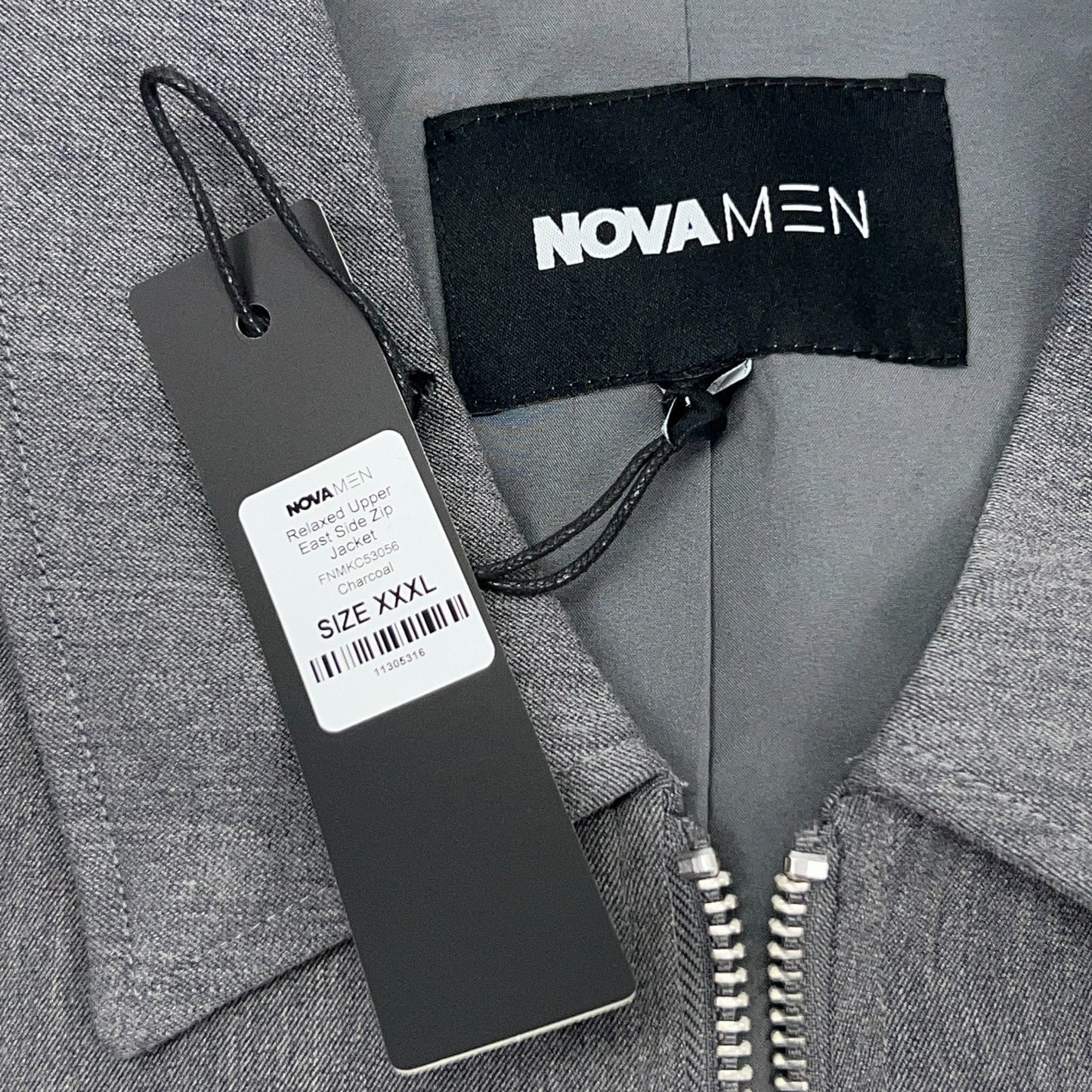 Fashion Nova Men Relaxed Upper East Side Full Zip Jacket Gray Mens 3XL XXXL