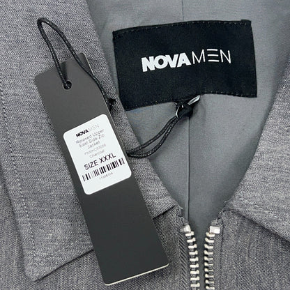 Fashion Nova Men Relaxed Upper East Side Full Zip Jacket Gray Mens 3XL XXXL