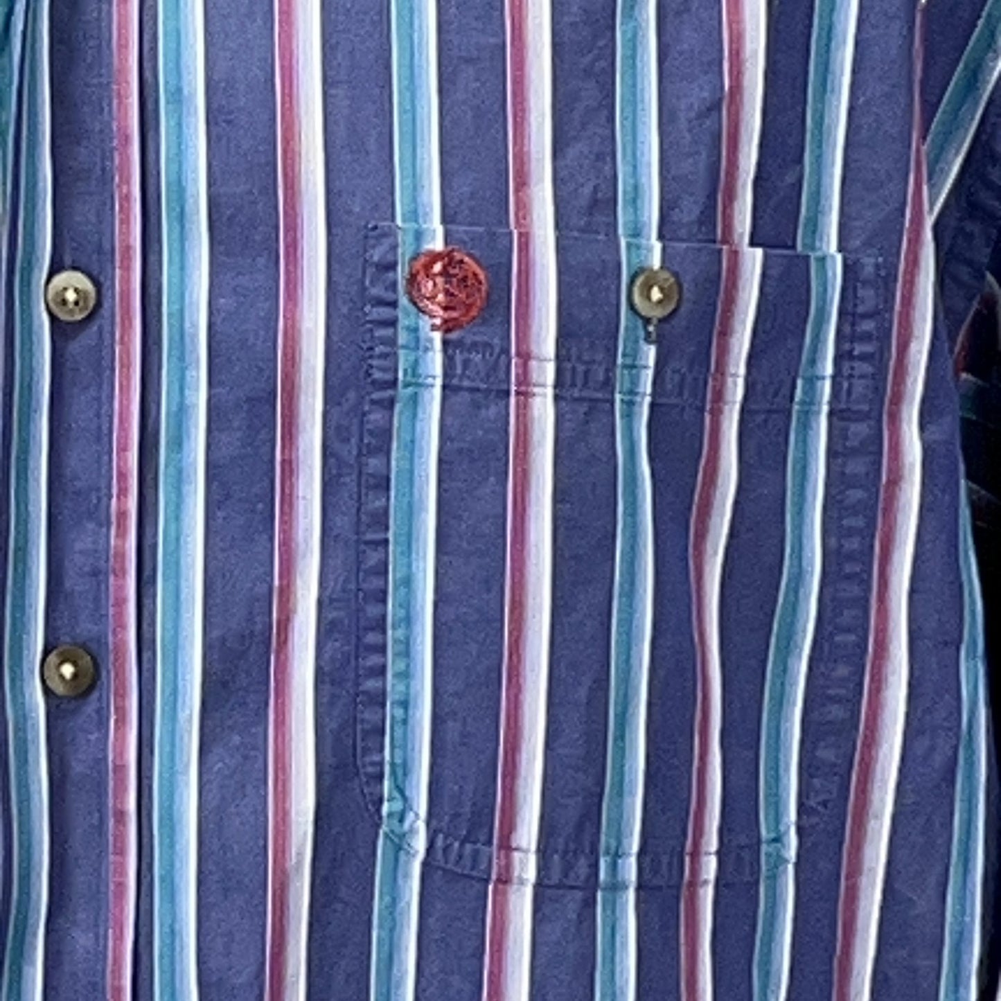 Wrangler George Strait Striped Button Front Shirt Cowboy Cut Blue XL X-Large