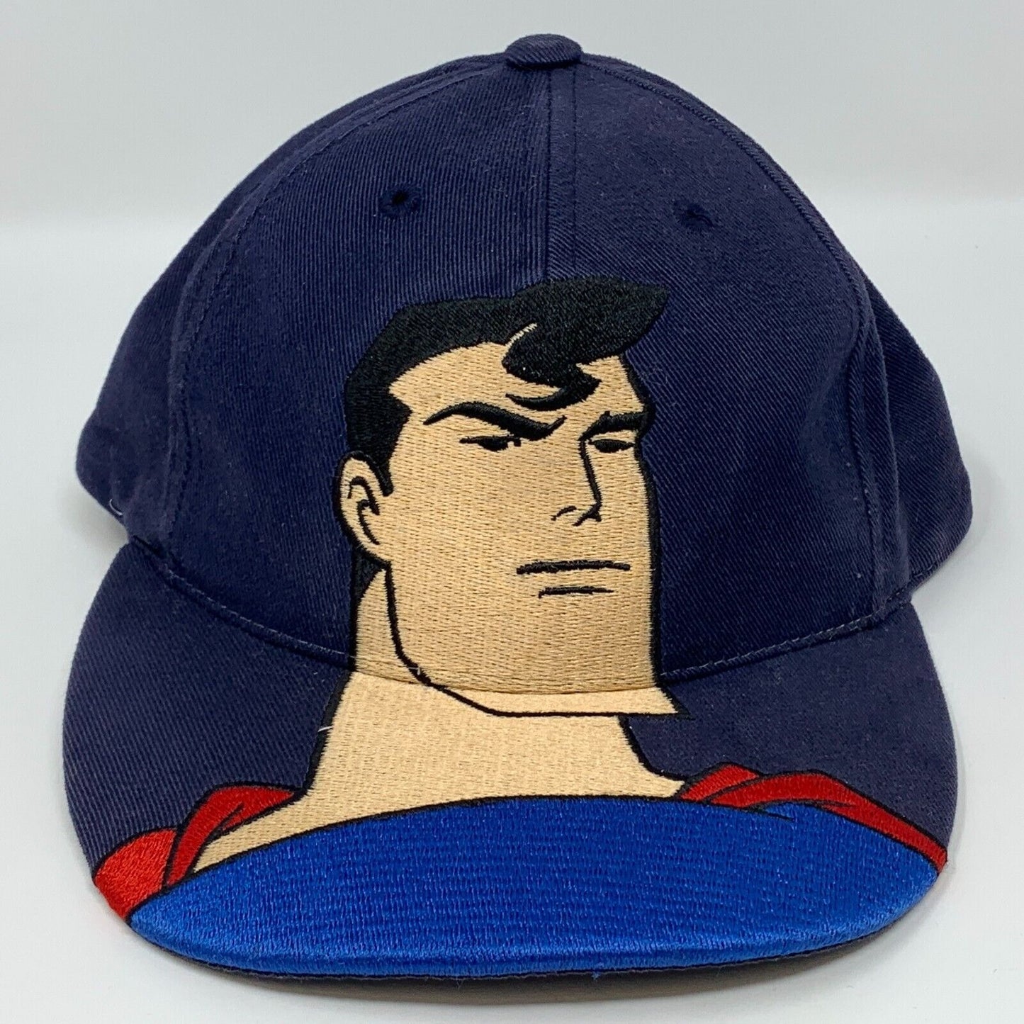 Gorra de béisbol juvenil vintage de Superman, serie animada, años 90, DC Comics, azul