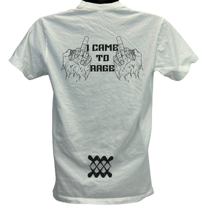 RMT I Came To Rage T Shirt Middle Finger White Cotton Graphic Tee Small