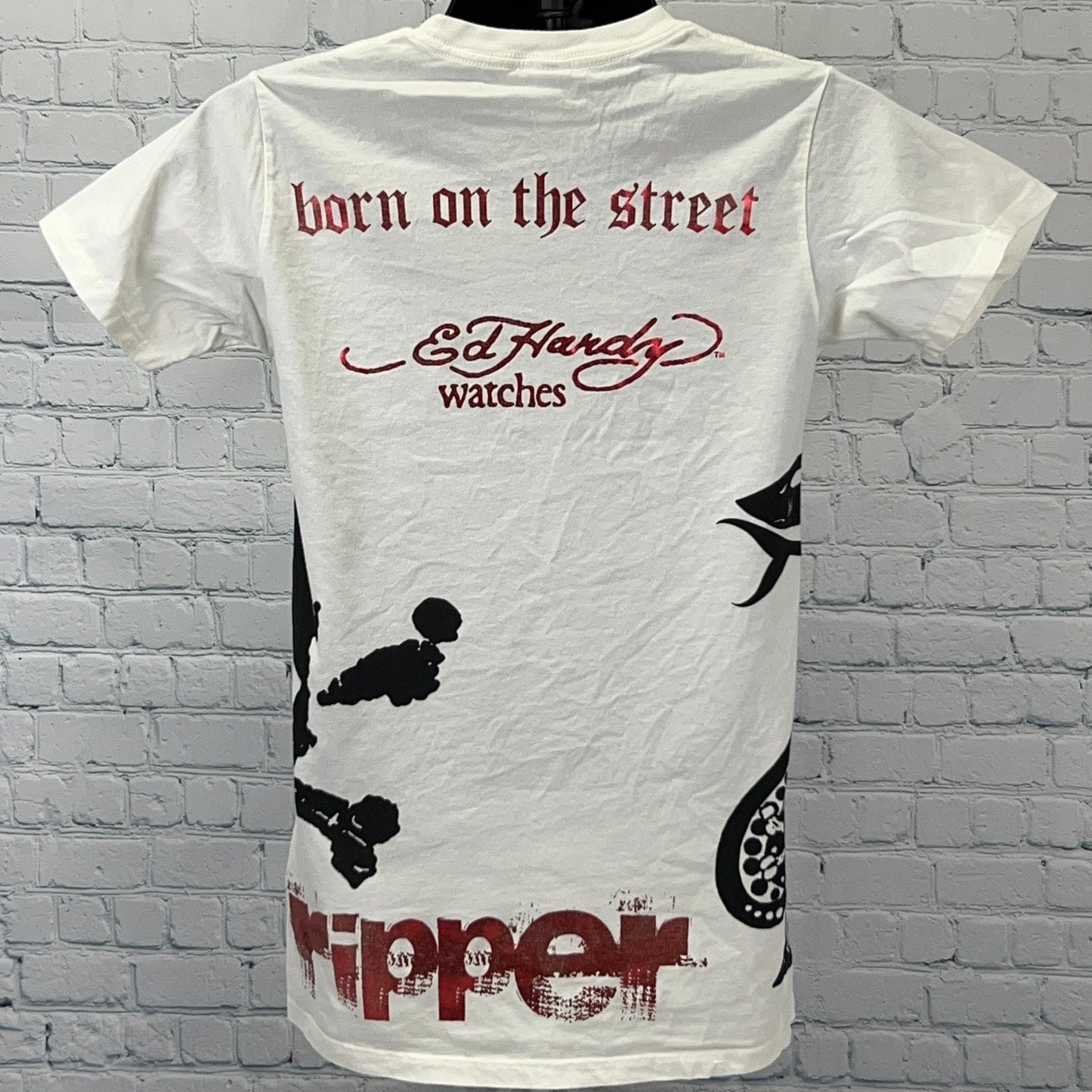 Ed Hardy Watches Smet Ripper T Shirt Christian Audigier USA Made White S Small