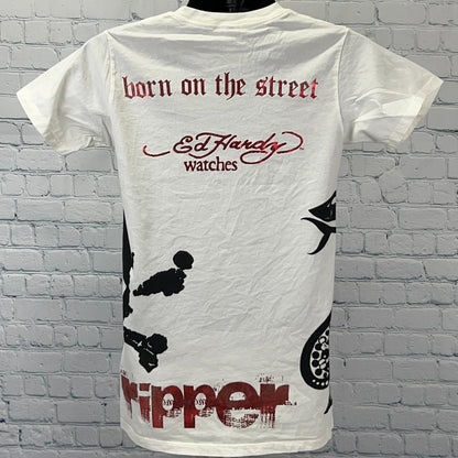 Ed Hardy Watches Smet Ripper T Shirt Christian Audigier USA Made White S Small