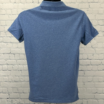 Superdry Polo Shirt Blue Heathered Streetwear Logo Short Sleeve Mens M Medium