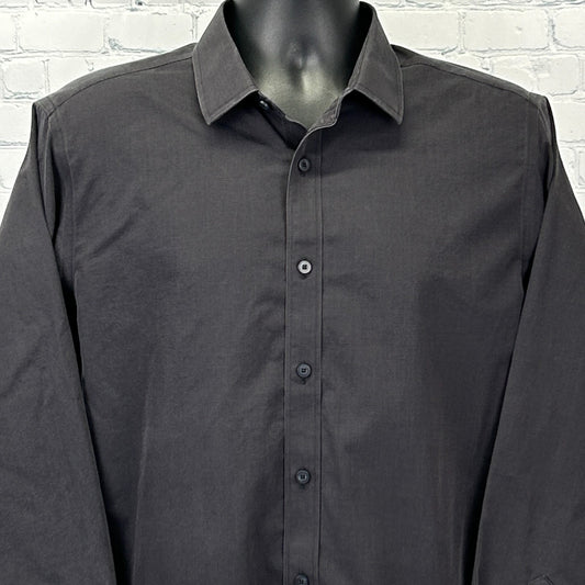 UNTUCKit Black Stone WF Slim Fit Button Front Shirt Solid Long Sleeve L Large