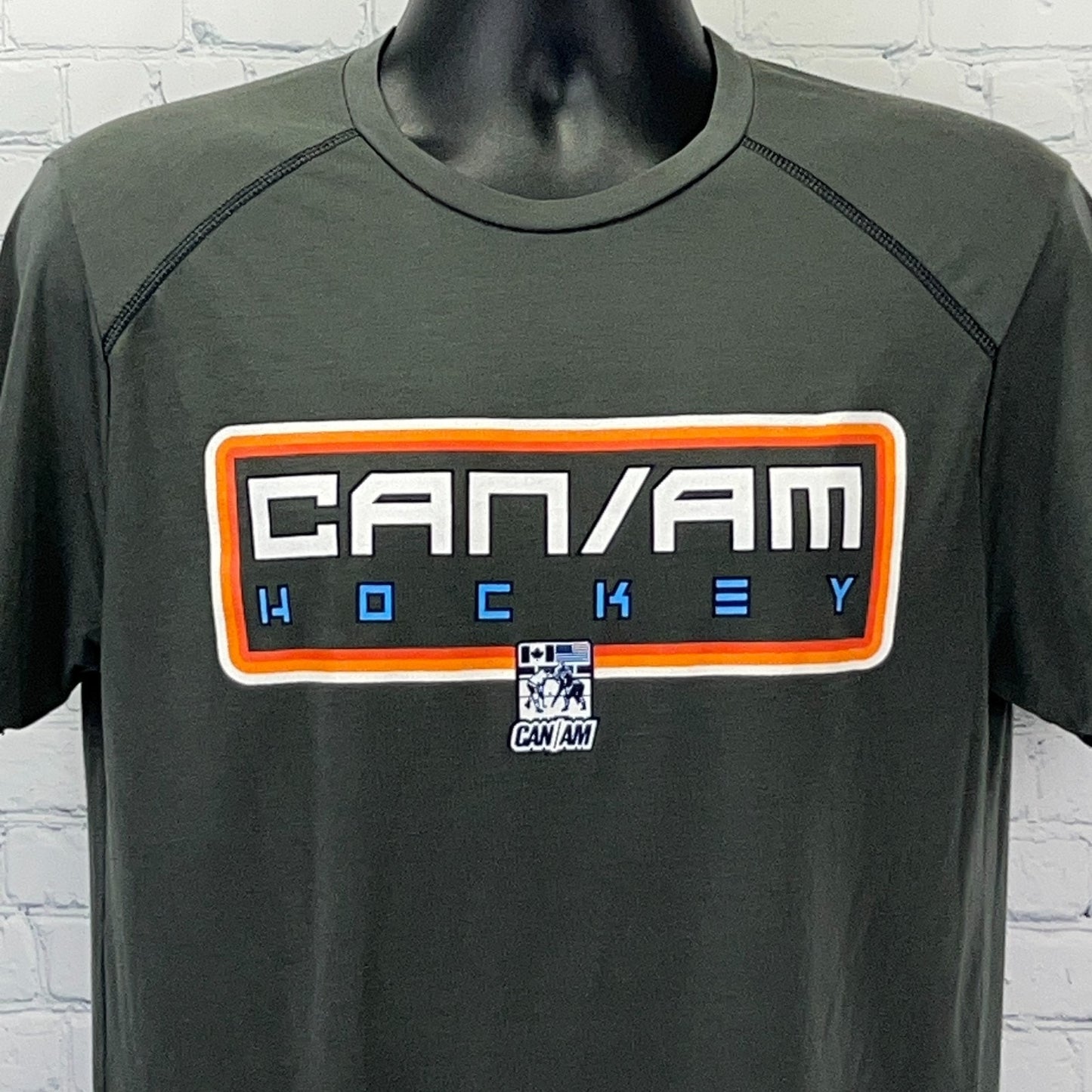 CAN/AM Hockey T Shirt Unisex M Medium Gray Canadian American Short Sleeve Tee