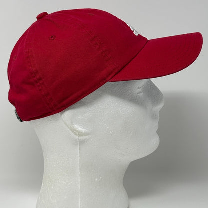 Adidas Climalite Dad Hat Baseball Cap Red Logo Strapback 6 Panel Unstructured