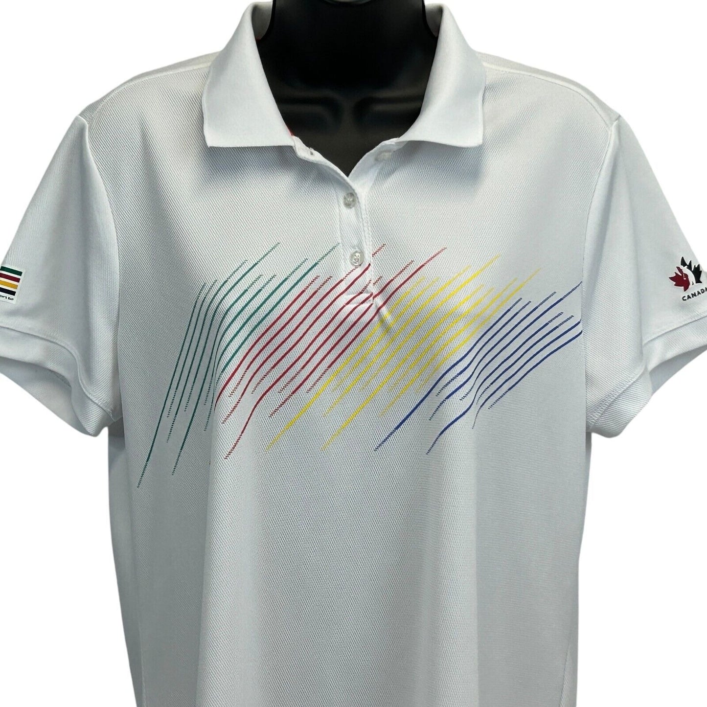 Polo de golf Hudsons Bay Canada para mujer, talla extragrande, para golfistas, RCGA, color blanco