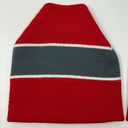 Vintage 80s Beanie Winter Hat Toque Skier Skiing Snowboarding Snowboarder Red