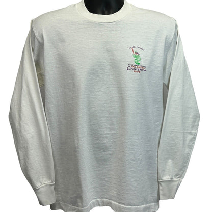 Clark County Softball Champions Vintage 90s T Shirt Medium Las Vegas Mens White