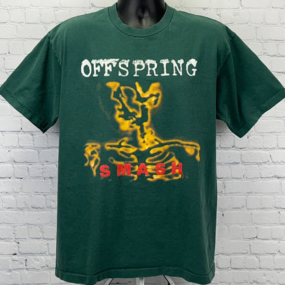 Vintage 90s The Offspring Smash Green Skeleton Band Tee Single Stitch XL USA