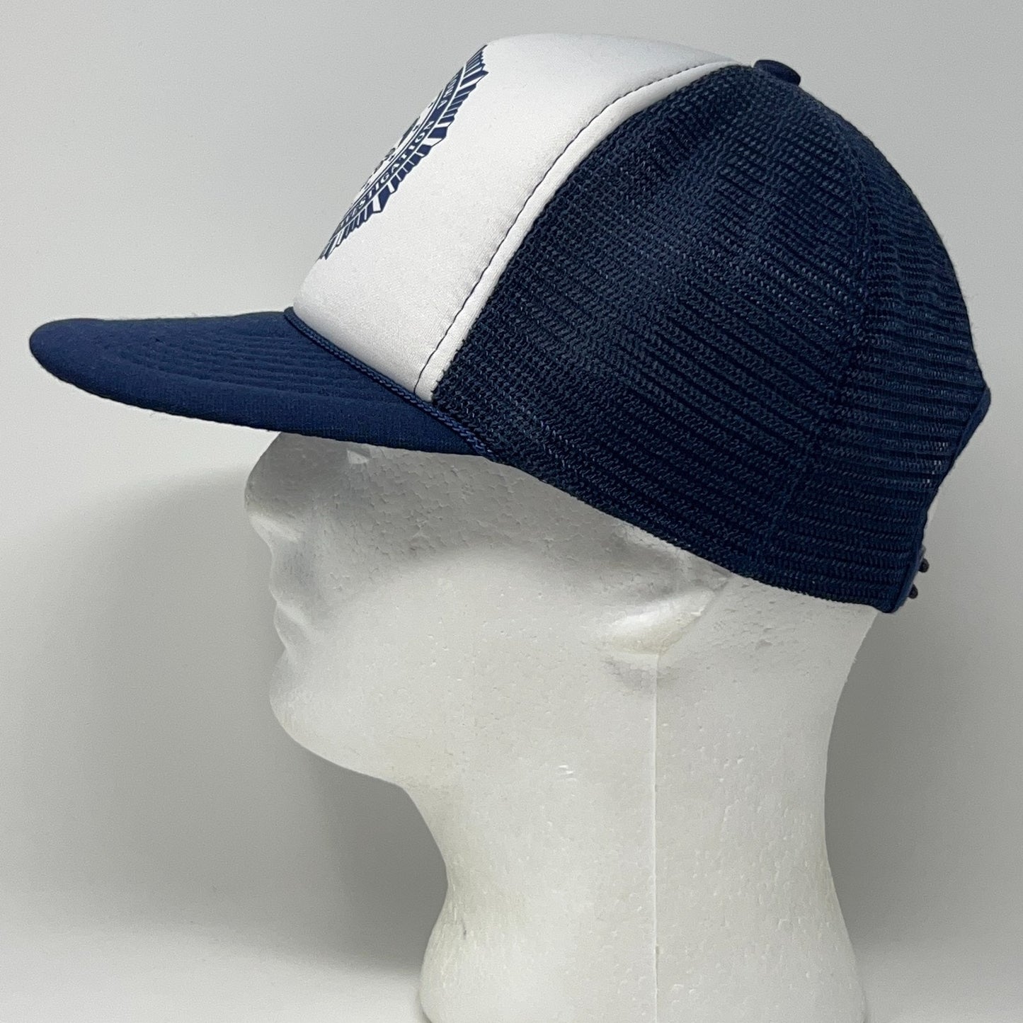 Vintage 80s Iowa Criminal Investigation Trucker Hat Baseball Cap Snapback Blue
