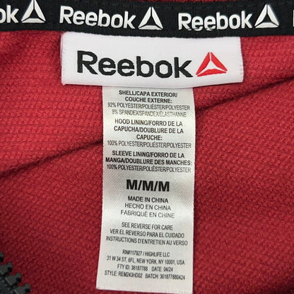 Reebok Half 1/2 Zip Anorak Hoodie Hooded Jacket Windbreaker Pockets Red M Medium