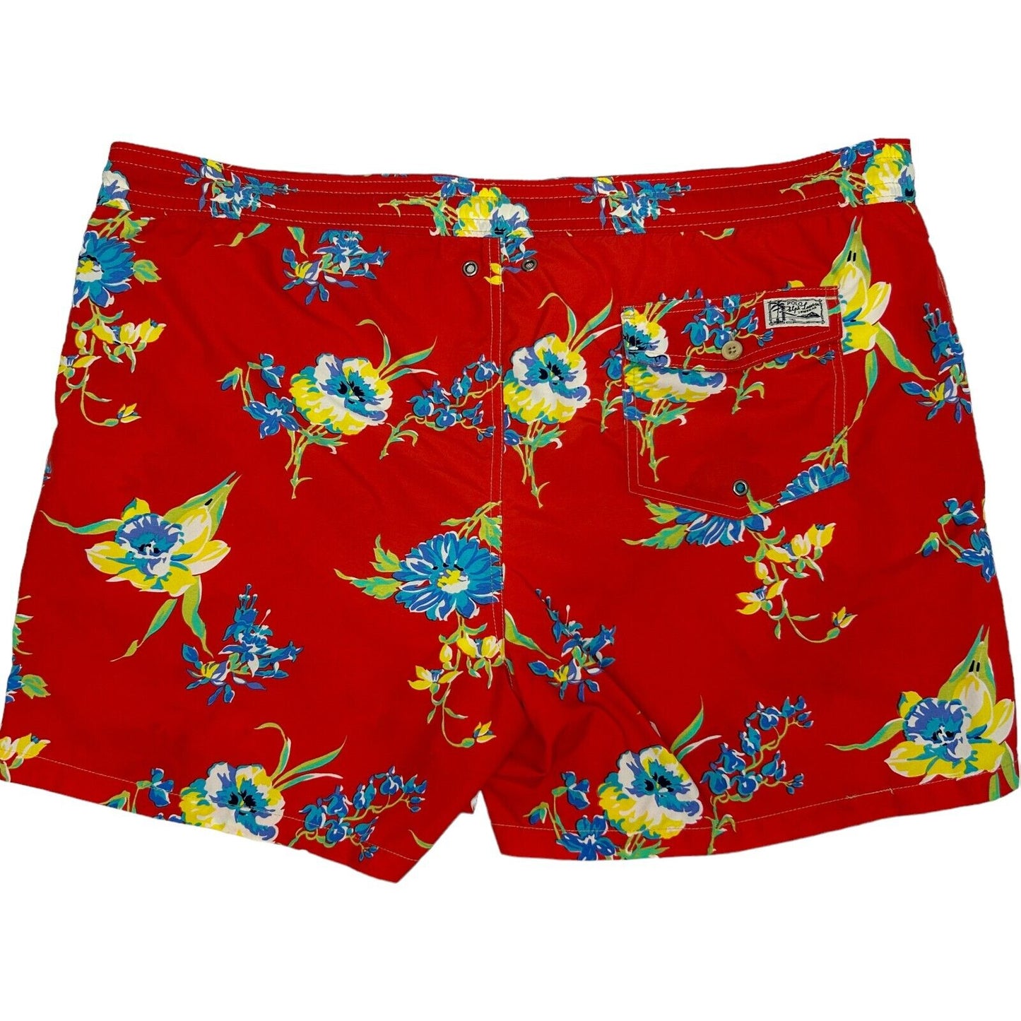 Bañador corto de hombre Polo Ralph Lauren XXL 2XL con estampado floral hawaiano, color rojo