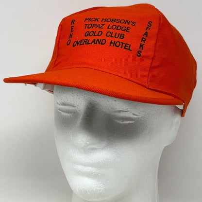 Vintage 70s Pick Hobson Reno Sparks Hat Baseball Cap Nevada Casinos Orange M-L