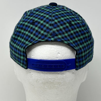 Vintage 90s Chicago Bears Youth Hat Cap Blue Plaid Snapback NFL Football 6 Panel