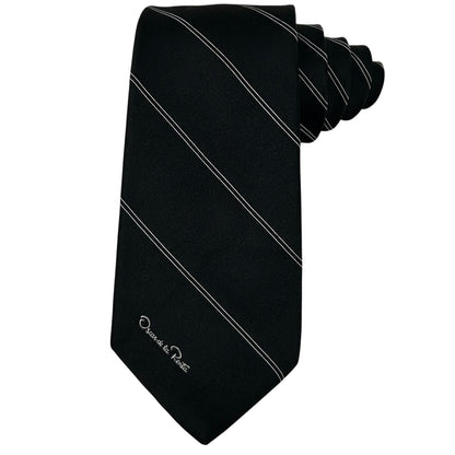 Vintage Oscar de la Renta Necktie Black Striped Tie