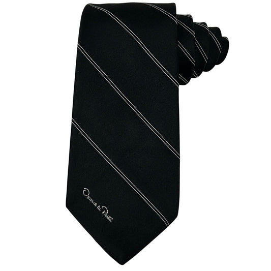 Vintage Oscar de la Renta Necktie Black Striped Tie
