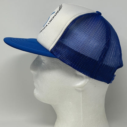 Vintage 1986 World Exposition Trucker Hat Baseball Cap Vancouver Snapback Blue