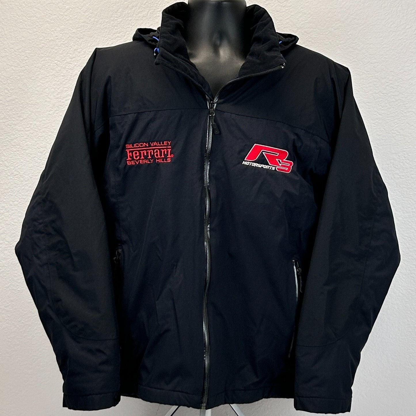 Ferrari Silicon Valley Beverly Hills Jacket Mens Large Black R3 Motorsports Hood