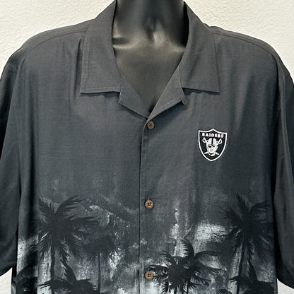 Las Vegas Raiders Tommy Bahama Hawaiian Camp Shirt NFL Button Front Gray XXL 2XL