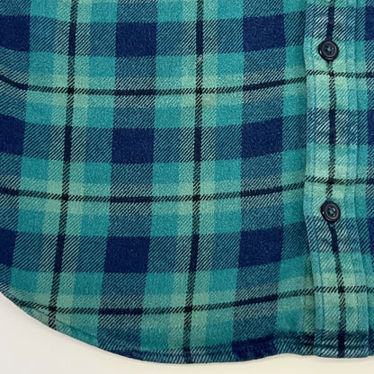 RVCA That'll Work Flannel Button Front Shirt M Medium Green Plaid Pockets Cotton