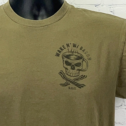 5.11 Tactical Wake N W/ Bacon Skull Coffee オリーブグリーン Tシャツ 511 Tee Sサイズ