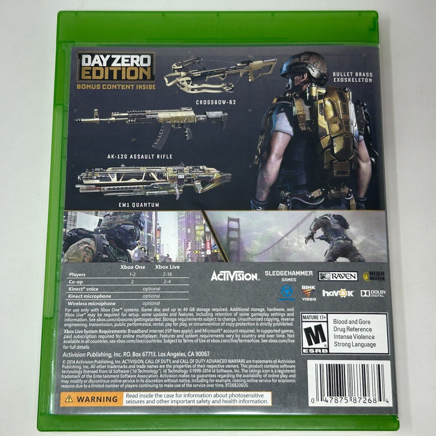 Call of Duty Advanced Warfare Day Zero Edition Microsoft Xbox One Video Game