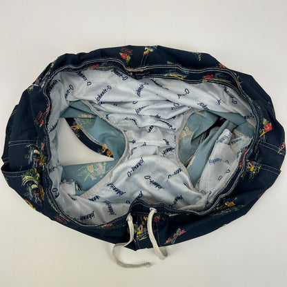 Johnnie O Waikiki Swim Shorts Trunks Hawaiian Hula Surfer Surfing Blue 2XL XXL