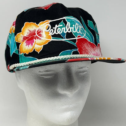Vintage Peterbilt Trucks Trucker Floral Hawaiian Rope Snapback Baseball Hat Cap