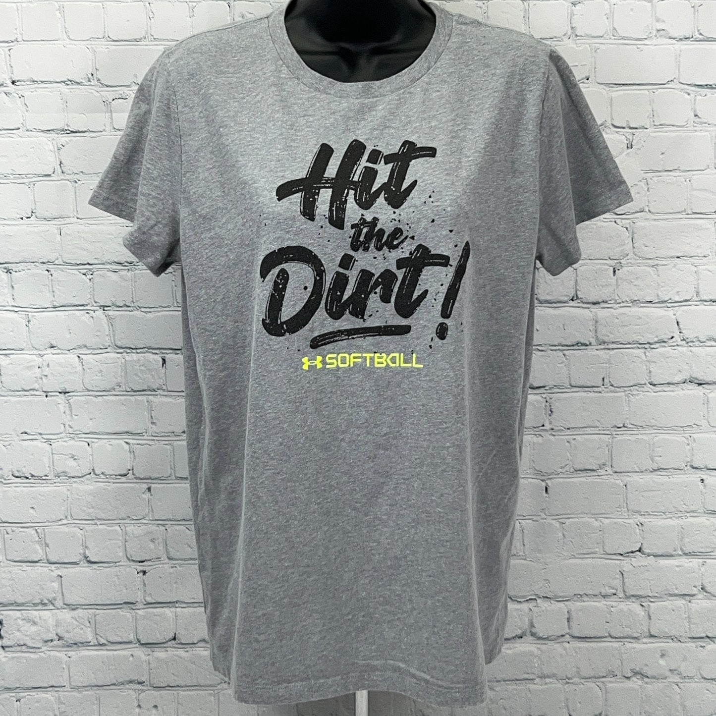 Under Armour Softball Hit the Dirt T Shirt Womens L Large Loose Fit Gray Tee